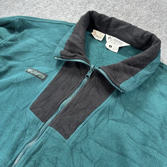 Vintage Columbia Fleece Jacket Men’s Large Green Full Zip Coat Warm Outdoor - Picture 2 of 8